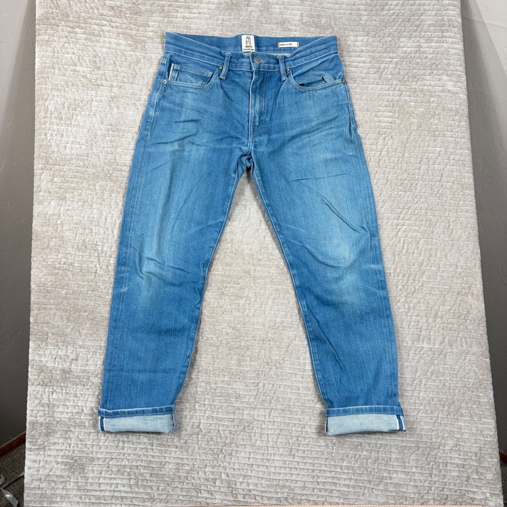 Hiroshi Kato The Pen Slim 4-Way Stretch Selvedge Jeans Cobalt Blue 31 USA Mae